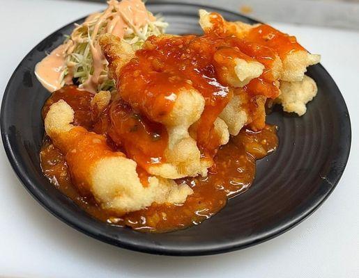 Cripsy shrimp with sweet and sour sauce