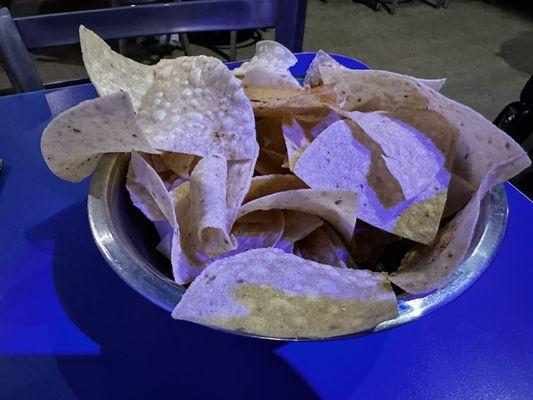 Huge bowl of tortilla chips.