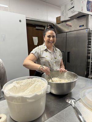 Mixing our dough!