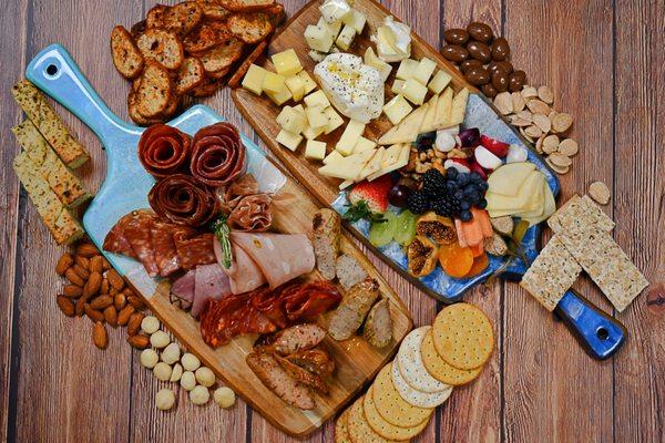 Make Your Own Cheese or Charcuterie Board! Choose from our selection of cheeses, meats, breads, nuts, fruits, vegetables, pickled items, etc