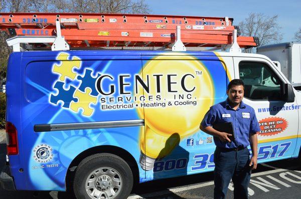 GENTEC technician ready to serve your HVAC & Electrical needs.