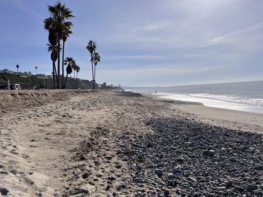 Looking south, you can see the piles of rocks