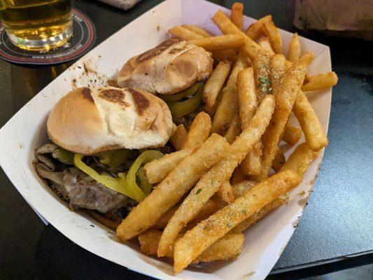 Cheese Steak Sliders & Fries ($16)