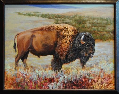 YELLOWSTONE BISON  38X52  OIL  JEROLYN DIRKS