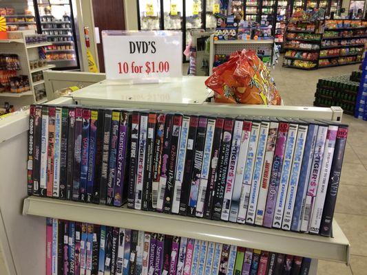 Yes, ten DVDs for one dollar. You're sure to find at least one peppercorn in this manure heap. I found five!