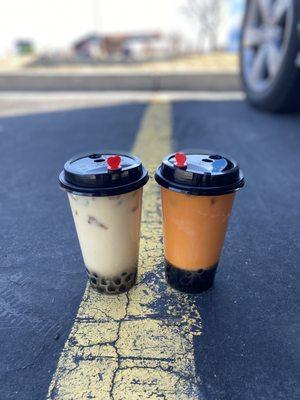 Mango milk tea and Thai tea