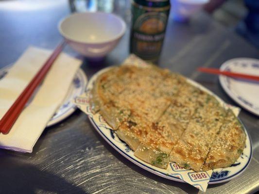 Sourdough scallion pancake