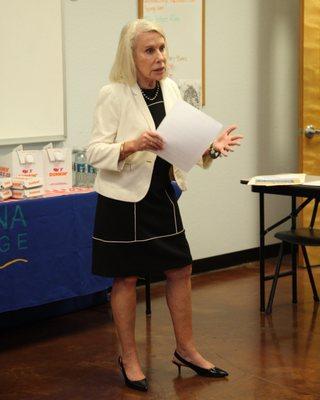 Nancy Bradley speaking with Congressman Leek as he visits the campus (July 2022)