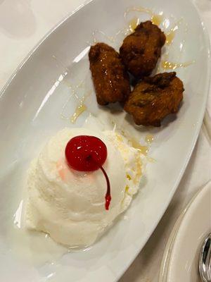 Fried banana and coconut ice cream.