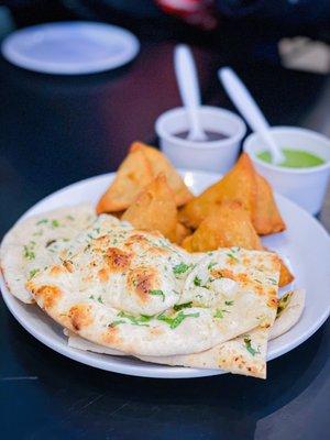 Garlic Naan and Punjabi Samosas [Follow me on Instagram: @eatlikeabadass]