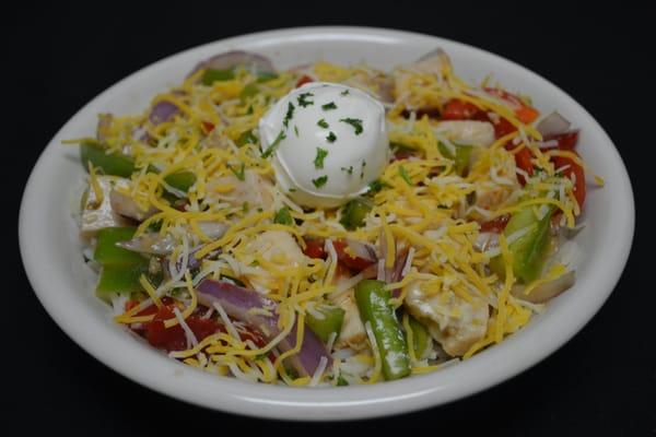 Chicken fajita rice bowl