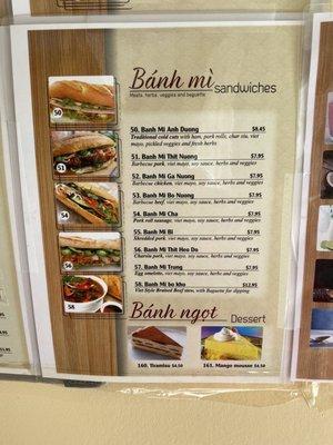 Updates prices - see Banh Mi