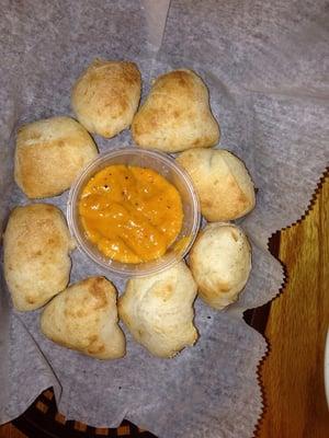 Bread bites with beer cheese