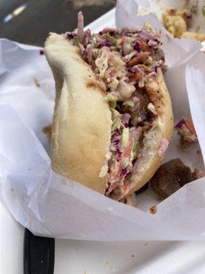 Pulled pork sandwich with house made slaw.