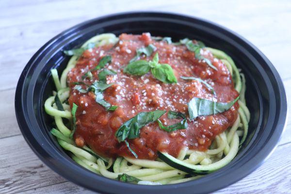 zucchini zoodle with vegan bolognese