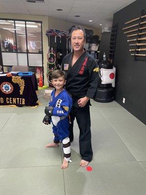 Master Gwak and my son after belt test