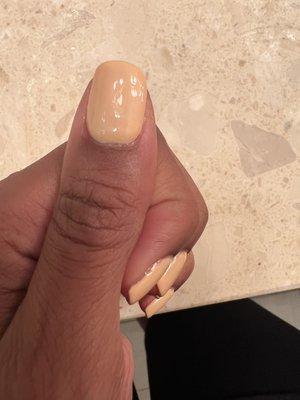 See thru, sloppy gel nails