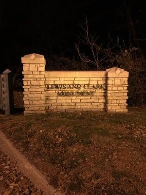 This is the Lewis and Clark monument entry sign.  This is a nice place to come and see the Omaha skyline!