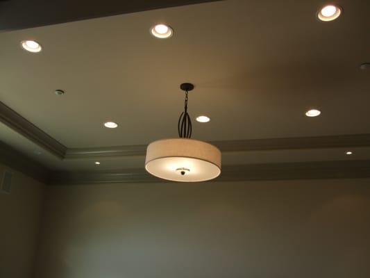 Living Room lighting Recessed lighting with center hanging fixture