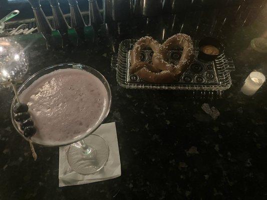 Iced Blueberry Pie And Pretzel