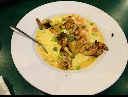 Grilled shrimp and cheesy grits.. delicious:)