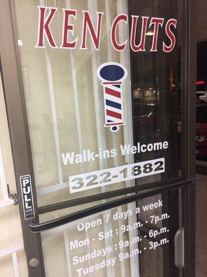 Open 7 days a week, come get your cuts.