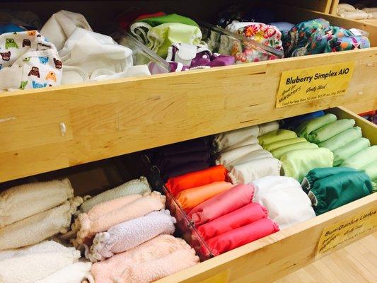 We have a huge selection of gently used cloth diapers!