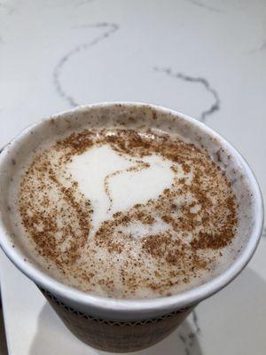 Harvest chai latte. A little heart latte art. Aww.