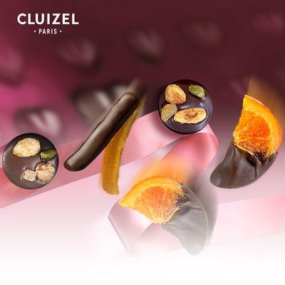 Rich dark chocolate with caramelized nuts and candied orange.