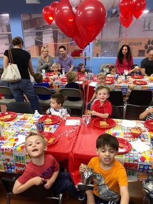 There's an upstairs area for birthday parties. 20 kids is about the max capacity for everyone (and their parents) to fit comfortably.