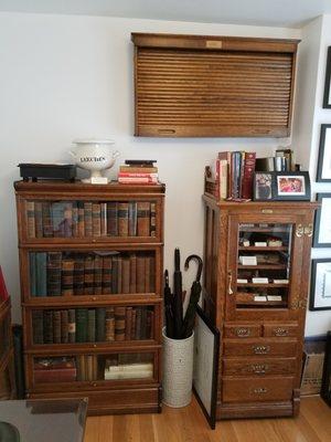 Interior of Natan Schleider, M.D.'s antique civil war book collection in his office.