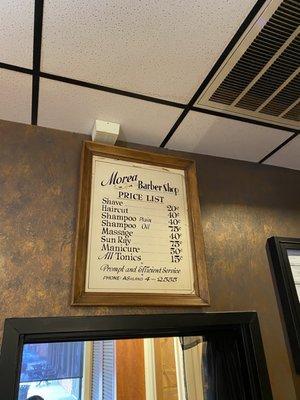 Old menu