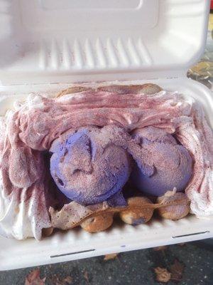 Deluxe Ube! Yah, there's a ube waffle under all that.