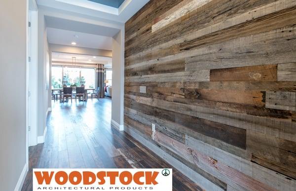 Barnwood wall by Woodstock Architectural Products, 5070 W. Patrick Lane. Las Vegas, NV 89118 www.woodstockap.com  (702)363-3737