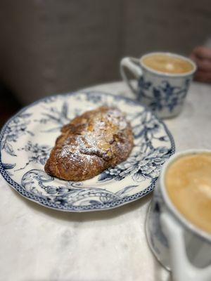 Almond Croissant with lattes.