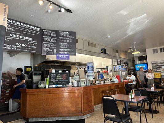 Inside counter service.