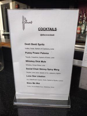 Desti Cocktail Menu