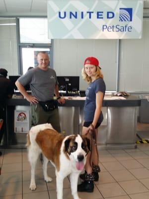 Angel Pets pet transport service is helping Penny's family get her checked in for her flight to Munich