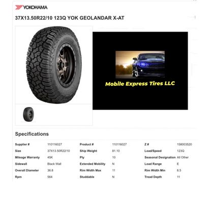 On sale yokohama geolander 
X-at 37x13.50r22 call for pricing