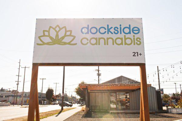 Dockside Cannabis sign outside of their Ballard neighborhood location in Seattle