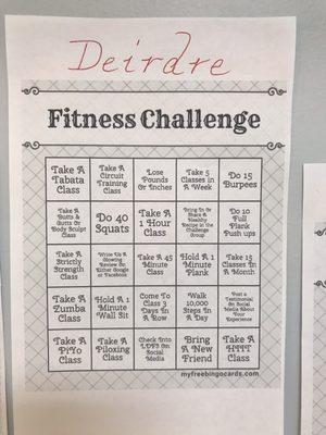 Here's an example of the one of the fitness challenges!