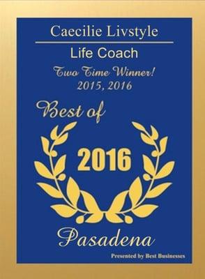 Award Best Life Coach 2015 & 2016