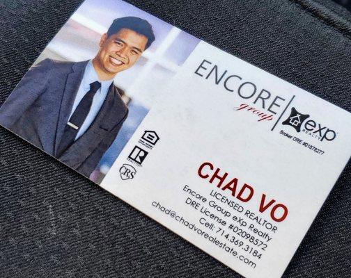 Chad Vo Real Estate Business Card DRE#02098572