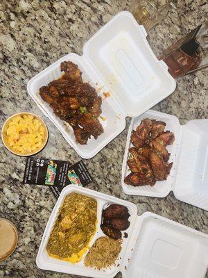 Lemon Pepper Jerk Wings Sweet & Spicy Jerk Wings Curry Chicken with 2 Sides