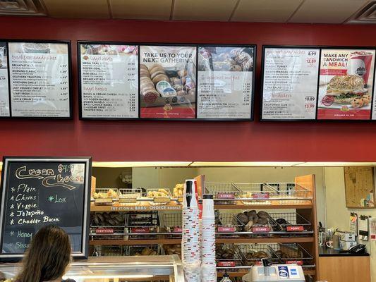 Menu and bagels