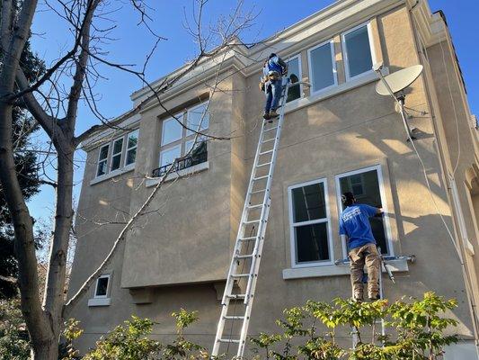 Multi-family complex window installations.