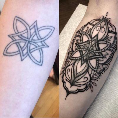 Old Celtic knot on the left, new tattoo on the right.