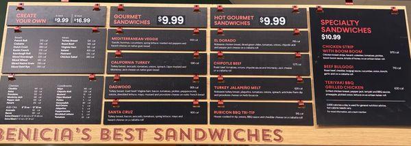 Sandwich Menu