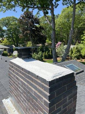 Lined chimney with crown seal treatment