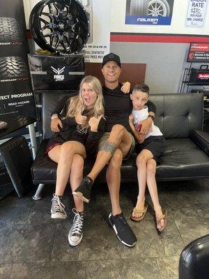 Family fun at the tire shop